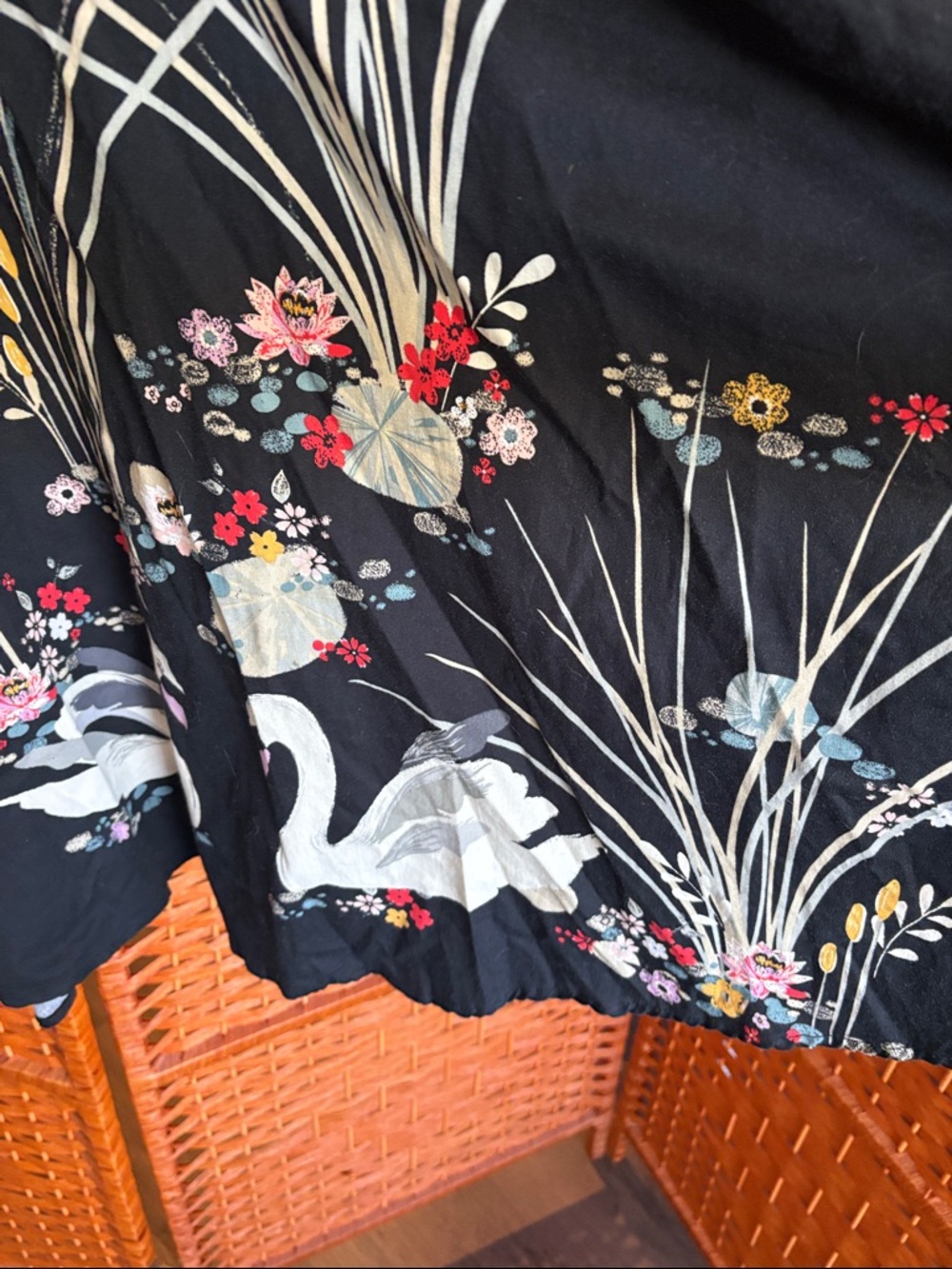 Unbranded Retro Style Black Swan-Print Swing Dress - Picture 6 of 7